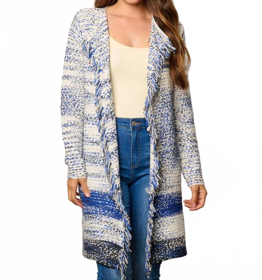 NEW WHOLESALE FASHION TRENDS open front colorblock cardigan in blue